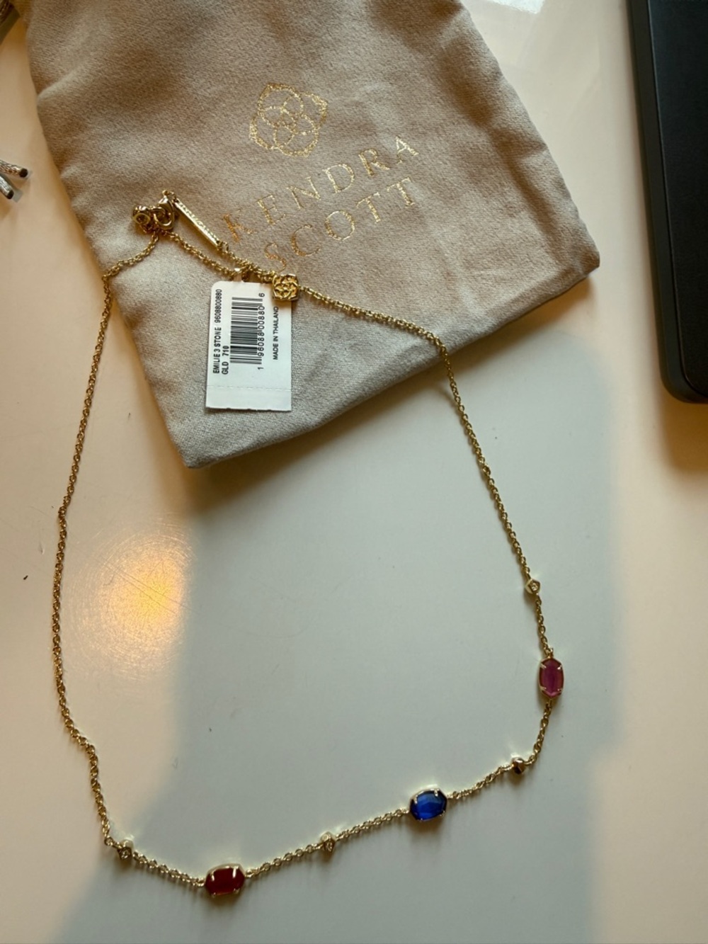 NWT Kendra Scott Emilie Multicolor Gemstone Station Necklace